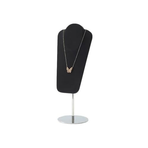 Necklace Display Luxury Metal Necklace Display Rack, Microfiber Jewelry Shelf for Stylish Props(Black) - color: Black
