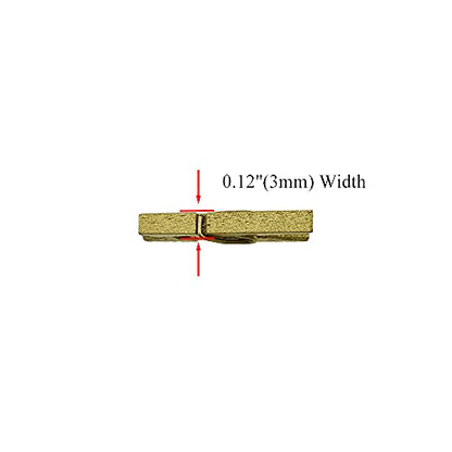 HAHIYO Gold Wooden Clothes Pins Clothespins Mini Do NOT Fall Apart 1 inches Length 80 Pack Sturdy Strong Springs No Rust No Discoloration for Laundry Bathroom DIY Craft Photos Food Opened Bags - size: Gold 1 inches 80 Pack
