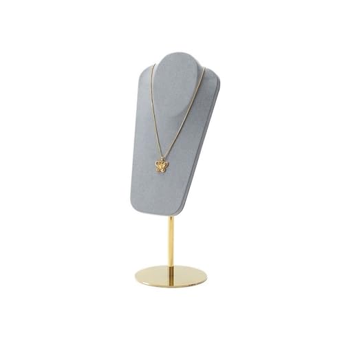 Necklace Display Luxury Metal Necklace Display Rack, Microfiber Jewelry Shelf for Stylish Props(Gray) - color: Gray