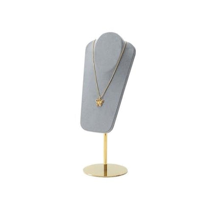 Necklace Display Luxury Metal Necklace Display Rack, Microfiber Jewelry Shelf for Stylish Props(Gray) - color: Gray