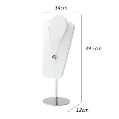 Jewelry Towers Necklace Display Rack Microfiber Jewelry Rack Window Jewelry Shelf Light Luxury Metal Jewelry Display Props Jewellery Stand Display(White) - color: White