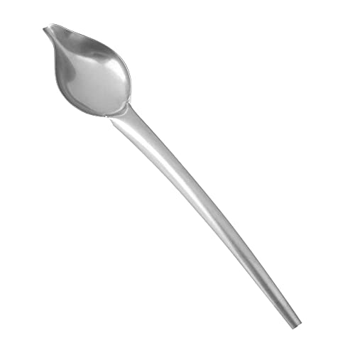 Fdit Drizzling Spoon, Stainless Steel Drizzle Spoon with Tapered Spout Drawing for Decorating Plate (L)