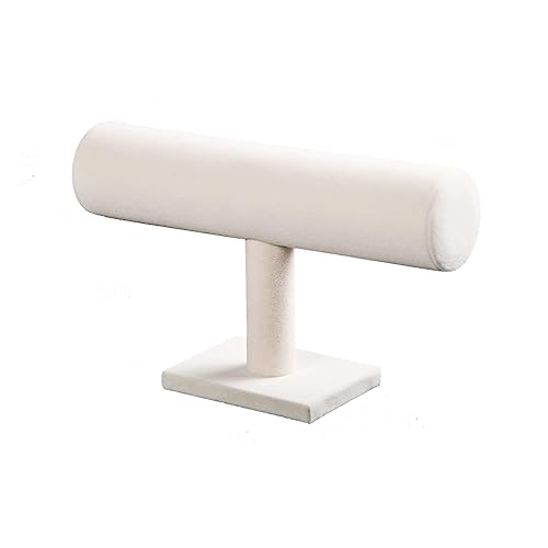 Coward T-Bar Bracelet Holder Organizer Jewelry Display Scrunchie Hair Ties Watch Stand for Home Organization Storage or Store Show Sell (Beige Velvet) - color: Beige Velvet