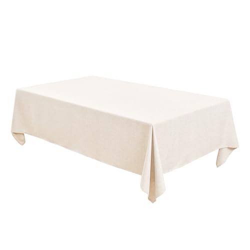 Table Cloth Rectangular Waterproof Faux Linen Table Cover for Dining,Parties Wedding Beige Farmhouse 52x70 Stain Resistant Wrinkle Free Decorative 1 Pack - color: Beige, size: 52x70 in