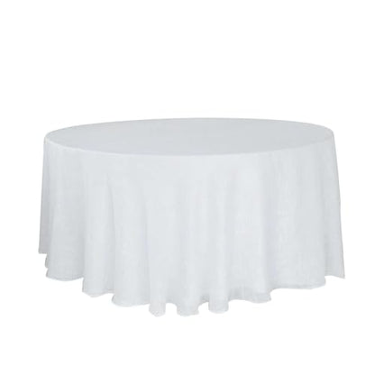 Efavormart 120" White Premium Faux Linen Round Tablecloth | Textured Wrinkle Free Tablecloth - color: White, size: 120" (Round)