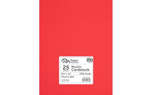 PA Paper Accents Textured Cardstock 8.5" x 11" Cherry Red, 73lb colored cardstock paper for card making, scrapbooking, printing, quilling and crafts, 25 piece pack - color: Cherry Red