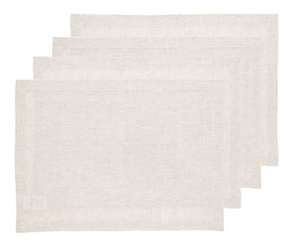 Solino Home Linen Cloth Placemats Set of 4-100% Pure Linen Light Natural Placemats 14 x 19 Inch for Spring, Summer - Athena - color: 01: Light Natural, size: 14" X 19" (Set of 4)