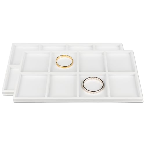 TheDisplayGuys For Your Modern Living 2-Pack 8-Compartments Flocked Velvet Jewelry Display Inserts - Tray/Case Liners - Ring Earrings Storage, (White) by The Display Guys - color: White, size: Compartments - 8