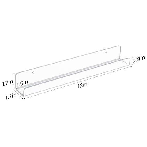 upsimples 8 Pack Vinyl Record Wall Mount Shelves, 12" Vinyl Holder for Album Record Storage & Display, Clear Acrylic Floating Shelves for Wall Decor, Kids Bookshelf, Magazine Rack, Picture Ledge