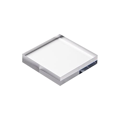 CiaoHER 1in Thickness 5in Square Acrylic Cube Display Block Clear Polished Pedestal Stand Riser Solid Base 5" x 5" x 1", 1 Pack