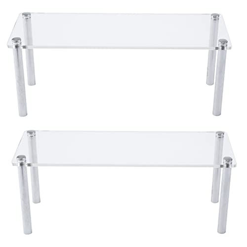MY MIRONEY 2PCS Acrylic Display Stands Clear Display Shelf Cupcake Display Riser Makeup Holder for Decoration and Organizer(9.84" x 3.54" x 3.94") - size: 9.84" x 3.54" x 3.94"