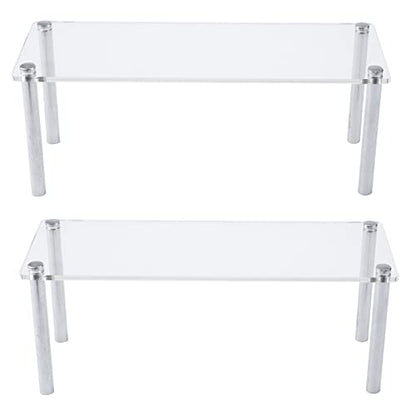 MY MIRONEY 2PCS Acrylic Display Stands Clear Display Shelf Cupcake Display Riser Makeup Holder for Decoration and Organizer(9.84" x 3.54" x 3.94") - size: 9.84" x 3.54" x 3.94"