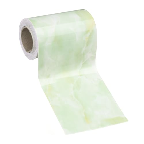 HARFINGTON Wood Grain Wallpaper Border 4" x 16.4ft PVC Self-Adhesive Textured Frame Sticker Waterproof Wall Decorative Wallpaper for Floor Door Table Cabinets Desk, Agate Green - color: Agate Green, size: 4" x 16.4ft