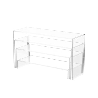 Acrylic Display Stand,8 Pcs 2 Set Display Risers, Acrylic Rectangular Display Shelf Holders for Showcase, Dessert, Perfume, Vendor Events, Cupcake Stands, Toys Display Shelves ( 8Pcs-Clear, 7”L~8”L~9”L ) - color: 8Pcs-Clear