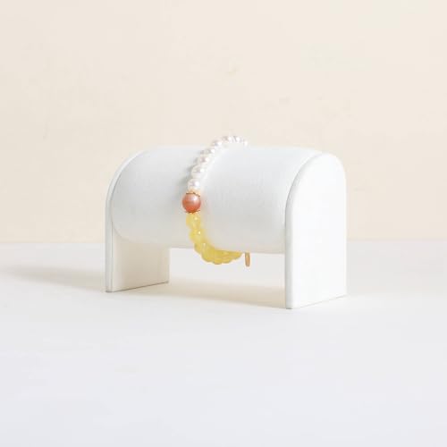 White Bracelet storage organizer for boutique store, Velvet watch display stand for selling, Woman jewelry bangle holder for countertop home decor【Bracelet holder-White】 - color: White