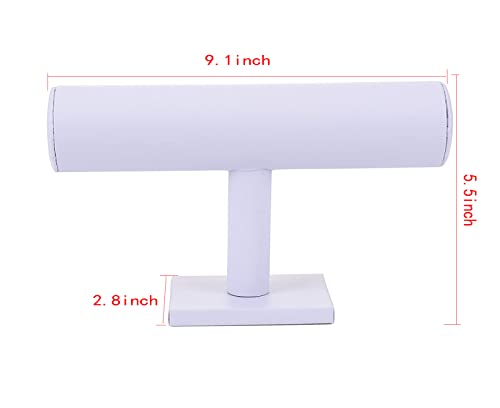 ChezMax Necklace Jewelry Display Jewelry Stand Hovering T-Bar Bracelet Holder for Home Organization - color: A-White Leatherette