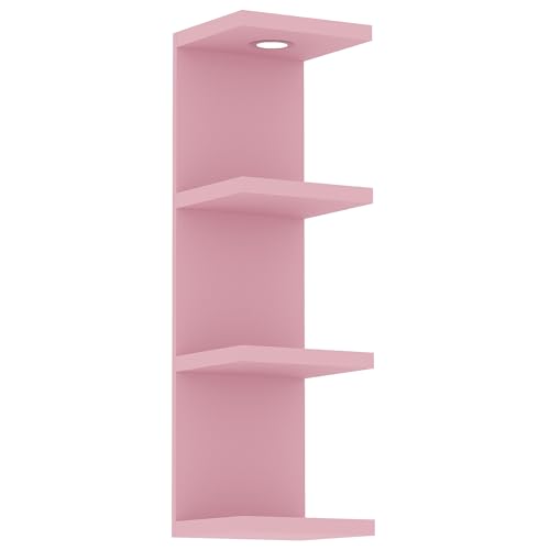 LitaEther Versatile 4 Tier Wall Shelf Unit,Pink Lack Wall Shelf,Display Floating Shelf with LED Remote Control Light - color: Pink, size: 4 Tier