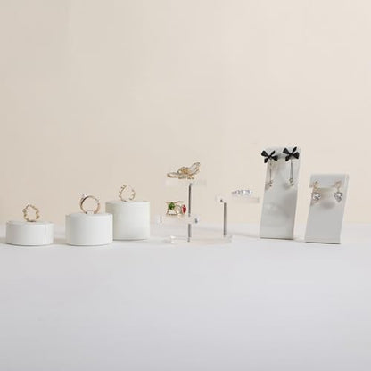 White earring holder for girls, Leather earring display stand for selling, Jewelry earring hanger for boutique store【White-Earring stand-2pcs】
