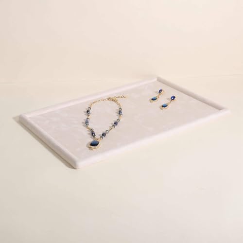 Gemehou velvet Jewerly display tray, Top Microfiber Jewelry storage organizer plate, Empty Jewelry showcase tray for Necklace Bracelet Ring Earring Watch (Cream-Large, 17.7 x 11.8 in) - color: Cream, size: Large