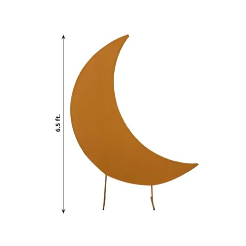 Efavormart 6.5ft Gold Spandex Crescent Moon Arch Cover - 160GSM Double-Sided Stretch Fabric Sleeve - Shimmering Backdrop for Luxury Events and Galas - color: Gold, size: Moon Cover - 6.5ft