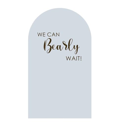 Light Blue Arch Backdrop Covers Baby Shower Party Decor We Can Bearly Wait Theme Arched Photography Background Stand Covers for Birthday Parties (2.2x5FT) - color: Kp-gx-2353, size: 2.2ftx5ft (Only Cover)