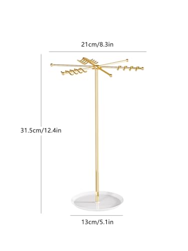 Rotating Necklace Holder,Tabletop Long Necklace Organizer Stand For Woman And Men,Jewelry Tree Bracelet And Earring Display Hanging Rack For Vendors,Small Jewelry Storage Stand