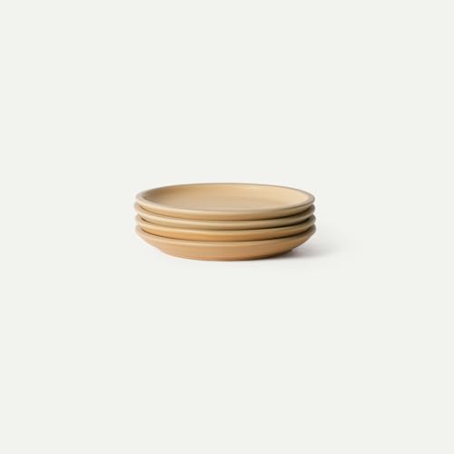 MORA Medium Plates Set of 4, 8.5 inch Ceramic Pottery Salad Plates - Microwave, Oven and Dishwasher Safe - Merrigold - color: Merrigold