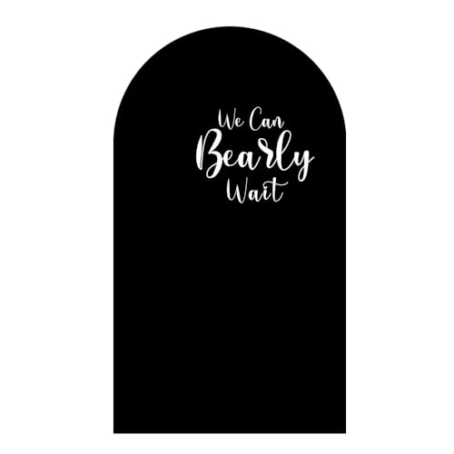 Black Arched Fabric Backdrop Covers We Can Bearly Wait Theme Arch Stand Cover for Baby Shower Birthday Party Decoration Props (2.6x6FT) - color: Kp-gx-2351, size: 2.6ftx6ft (Only Cover)