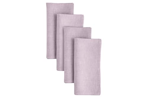 Solino Home Linen Cloth Napkins Set of 4-100% Pure Linen Chambray Lavender Dinner Napkins 20 x 20 Inch - Athena, Handcrafted and Machine Washable - Spring, Summer - color: 03: Lavender Chambray, size: 20" x 20" (Set of 4)