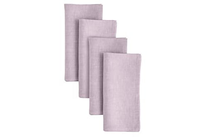 Solino Home Linen Cloth Napkins Set of 4-100% Pure Linen Chambray Lavender Dinner Napkins 20 x 20 Inch - Athena, Handcrafted and Machine Washable - Spring, Summer - color: 03: Lavender Chambray, size: 20" x 20" (Set of 4)