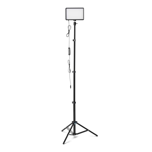 Amazon Basics 2-Pack LED Studio Lights with 62.3" Adjustable Tripod, RGB Modes, Adjustable Brightness and Color Options, 360° Gimbal, USB-Powered for Video, Streaming & Content Creation