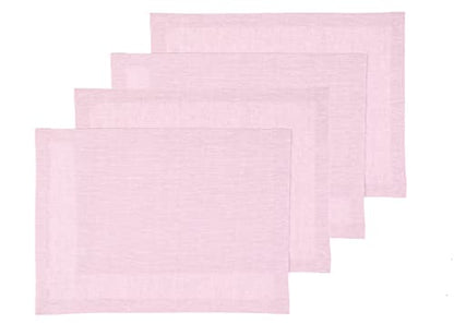 Solino Home Linen Placemats Set of 4 - Bubblegum Pink Placemats 14 x 19 Inch - 100% Pure Linen Table Mats for Spring, Summer - Athena - color: 04: Bubblegum Pink, size: 14" X 19" (Set of 4)
