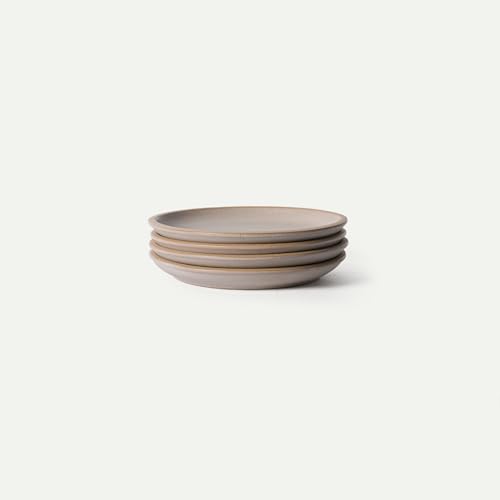 MORA Medium Plates Set of 4, 8.5 inch Ceramic Pottery Salad Plates - Microwave, Oven and Dishwasher Safe - Mushroom - color: Mushroom
