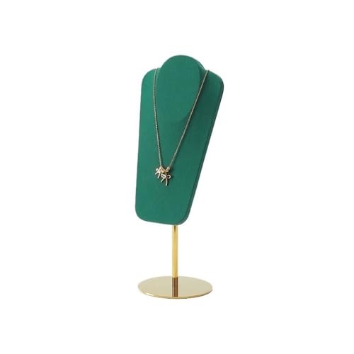 Necklace Display Luxury Metal Necklace Display Rack, Microfiber Jewelry Shelf for Stylish Props(Green) - color: Green