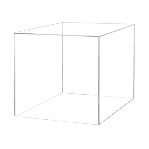 14 Inch Acrylic Display Riser Box with One Open Side No Lid Versatile Clear Square Retail Product Platform and Merchandise Storage Bin by Marketing Holders - color: 14" Clear
