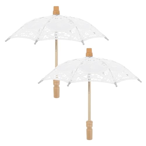 SOIMISS Wedding Lace Parasol Umbrella Vintage Embroidery Cotton Cloth Easy Open Close Handle Bridal Photo Props Lady Costume Accessory