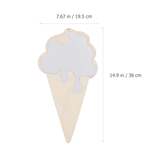 SUPVOX Artistic Picture Taking Mirror Wall-Mounted Wooden Decor for Home and Outdoor Use, Chic Ice Cream Style Photo Prop Mirror for Dressing Table and Living Room