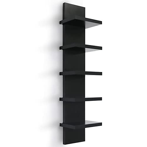 Homaterial 5 Tier Shelvesl, Vertical Column Wall Decor Mount Floating Shelves for Bedrooms, Living Rooms, Natural Finish Wall Shelf, Black - color: Black, size: 5 Tier|31" Height