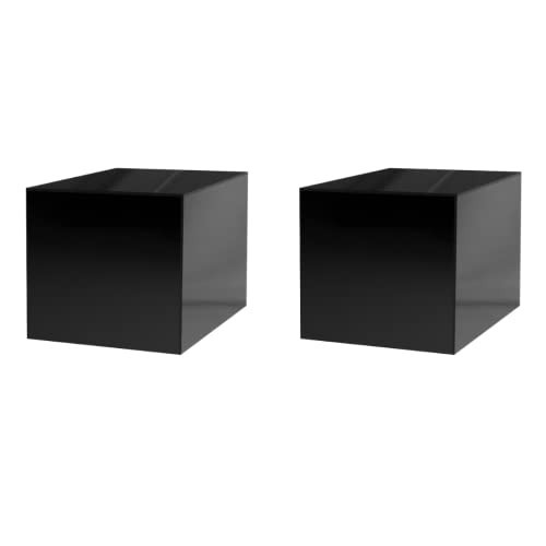 2 Pack 7 Inch Black Acrylic Display Box Versatile Square Plexiglass Retail Product Storage Bin or Merchandise Riser with One Open Side No Assembly by Marketing Holders - size: 7" x 7" x 7" Black