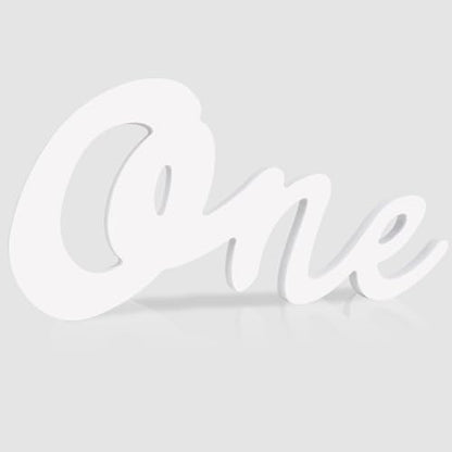 TONIFUL One Wooden Sign Cutout Letter for 1st Birthday Party Decorations Table Centerpieces for First Birthday White Letter Wooden Photo Booth Props Party Decorations Supplies - style: One