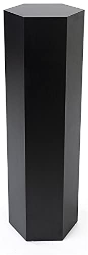 Displays2go Hexagonal Pedestal Display, Laminate, 42-inch Tall - Black (SMHEXPD42BLK) - size: 42”H