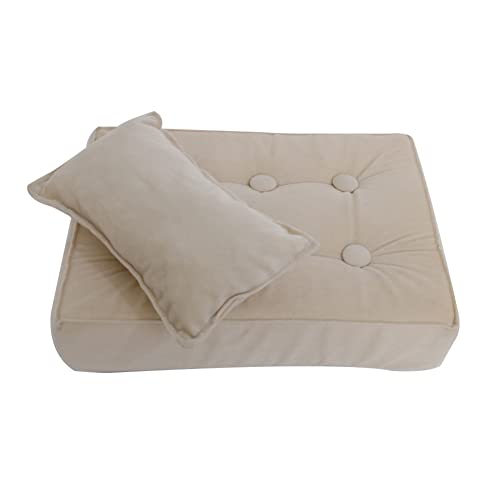 EUBUY Newborn Photography Prop Baby Bed Mattress, Newborn Baby Mini Matress with Posing Pillow - color: White