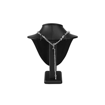 MOOCA 2 Pcs Deluxe Faux Leather Small Necklace Chain Jewelry Display Holder, Jewelry Stand, Necklaces Display Mannequin Bust Stand, 7 1/4”H, Black Faux Leather - color: 3) Black Faux Leather, 2 piece