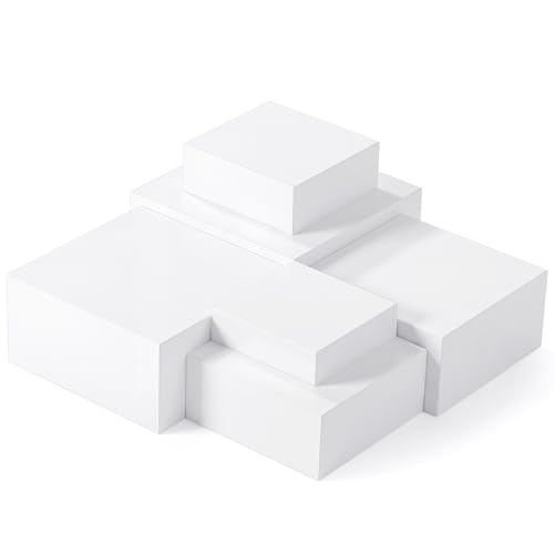 Geelin 6 Pack Acrylic Risers for Display Acrylic Cube Boxes Risers Display Stands with Hollow Bottoms Decorative Stand for Jewelry Candy Table Decor 6 Sizes(White,7 to 12 Inch,Square) - color: White, size: 7 to 12 Inch