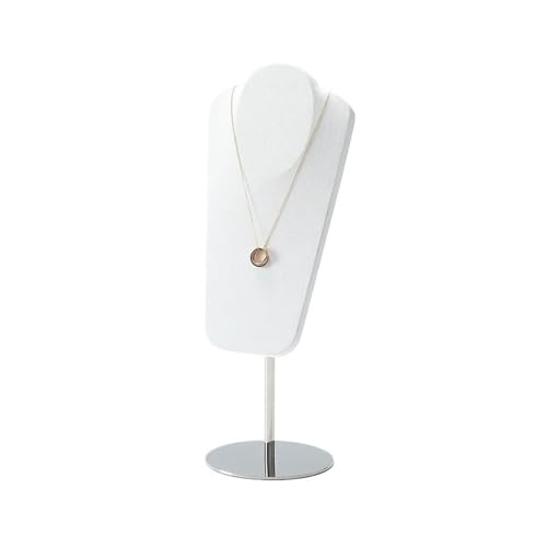 Jewelry Towers Necklace Display Rack Microfiber Jewelry Rack Window Jewelry Shelf Light Luxury Metal Jewelry Display Props Jewellery Stand Display(White) - color: White
