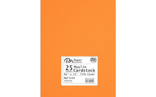 PA Paper Accents Textured Cardstock 8.5" x 11" Apricot, 73lb colored cardstock paper for card making, scrapbooking, printing, quilling and crafts, 25 piece pack - color: Apricot