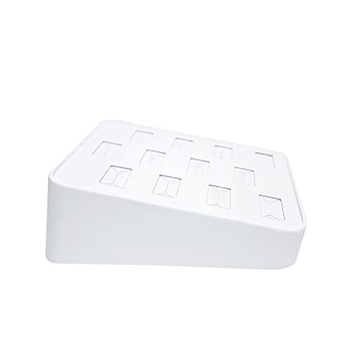 MOOCA 12 Slots Ring Tray Display, Slotted Ring Showcase Display Jewelry Organizer, Jewelry Tray for Showcase trade Show, Premium White Leatherette - color: White Faux Leather, 12 slots