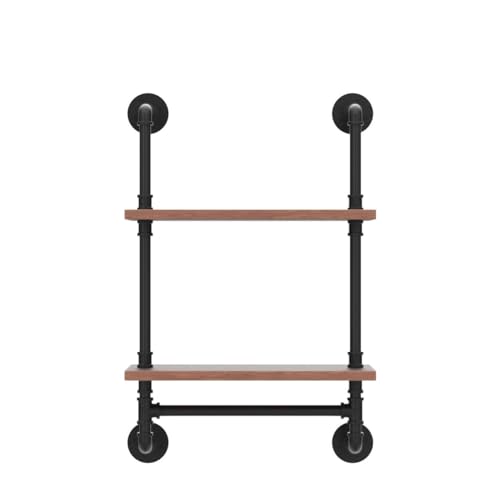 ROGMARS Industrial Pipe Shelf Floating Shelves Bathroom Pipe Shelving Farmhouse Bathroom Shelves with Towel Bar Towel Rack Over Toilet Industrial Shelf Rustic Wall Wood Shelves 19.7 Inch - color: Rustic Brown, size: 20 Inch 2 Tier