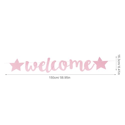Shower Banner and Gender Reveal Banner for Girl, Glitter Decorative Bunting, Announcement Photo Props, 2pcs for Newborn Party and Welcome Celebration