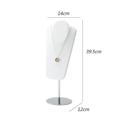 Necklace Display Luxury Metal Necklace Display Rack, Microfiber Jewelry Shelf for Stylish Props(White) - color: White